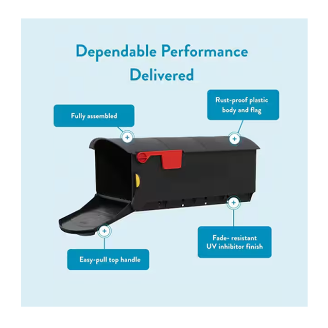 Patriot Black, Large, Plastic, Post Mount Mailbox product gallery image