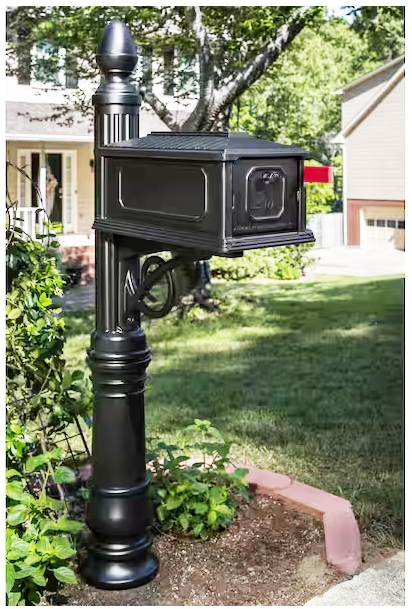 Black Stratford post mount mailbox