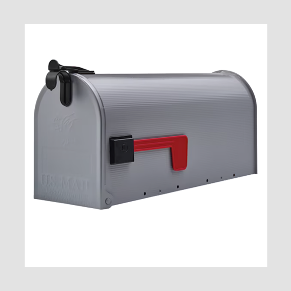 Grayson: Standard Gray Metal Post-Mount Mailbox